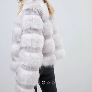 ASOS  Design Grey Faux Fur Coat size 8